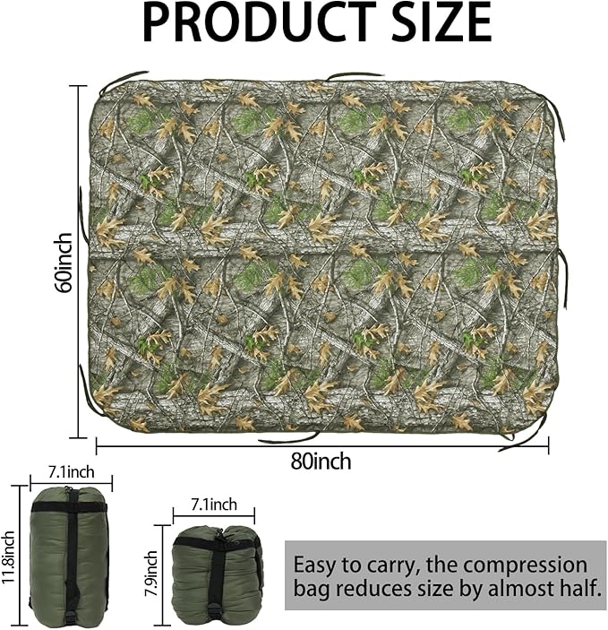 Military Poncho Liner 60”x 79” Camping Blanket Insulation Compact Waterproof for Travel Stadium
