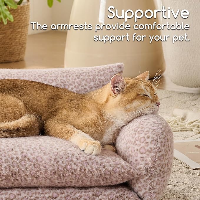Hollypet Cat Bed Fluffy Plush Mutifuctional Double-Layer Soft Pet Couch Orthopedic Sofa Nest Beds