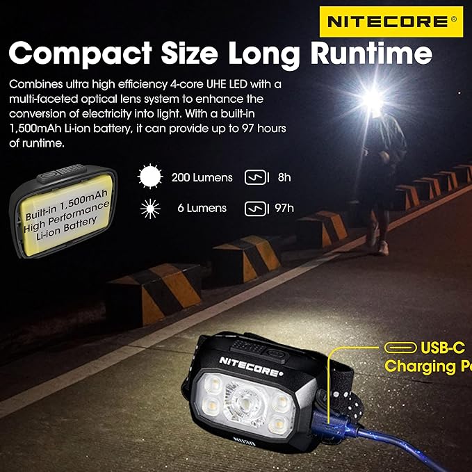 Nitecore NU30 500 Lumen Triple Output Lightweight Outdoor Headlamp USB-C Rechargeable Headlight Tag