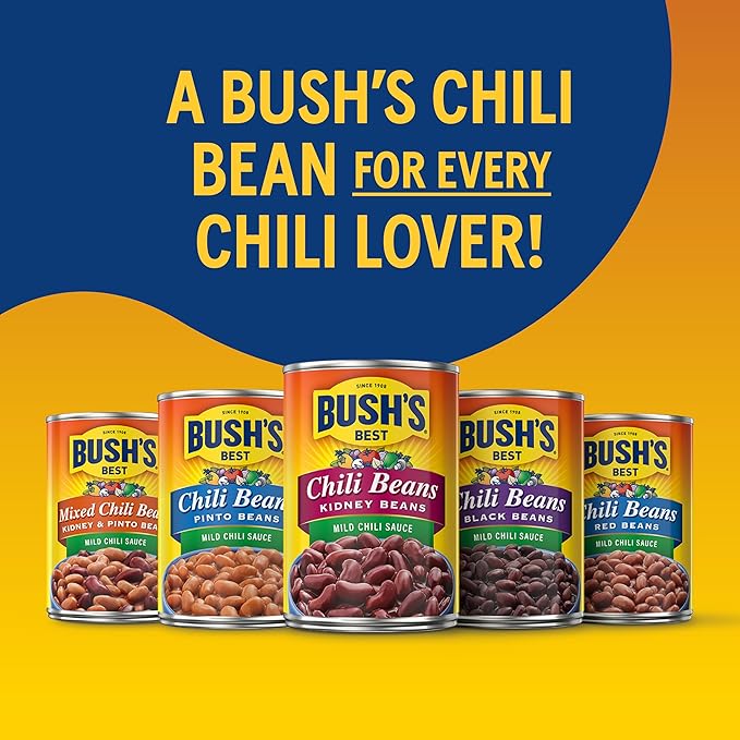 BUSH'S BEST 16 oz Canned Spicy Dark Red Chili Beans, Source of Plant Based Protein and Fiber, (Pack