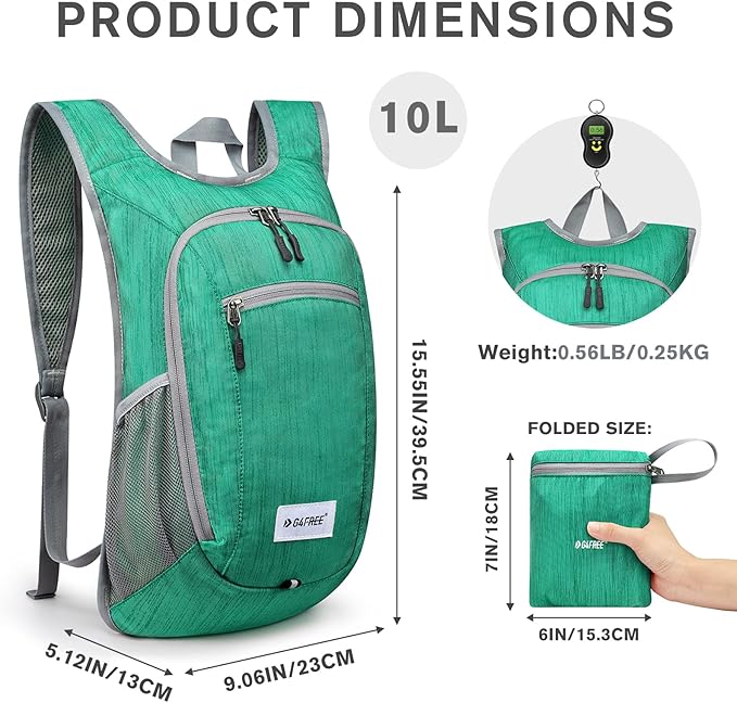 G4Free 10L/15L Hiking Backpack Lightweight Packable Hiking Daypack Small Travel Outdoor Foldable