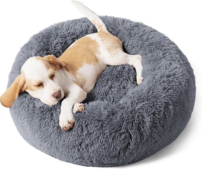 Bedsure Calming Dog Bed for Small Dogs - Donut Washable Small Pet Bed, 23 inches Anti-Slip Round