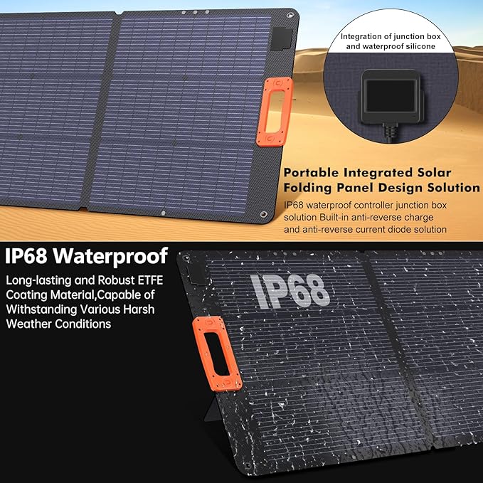 N-Type 16BB 200W Portable Solar Panel for Power Station,ETFE Foldable Solar Panel High 25%