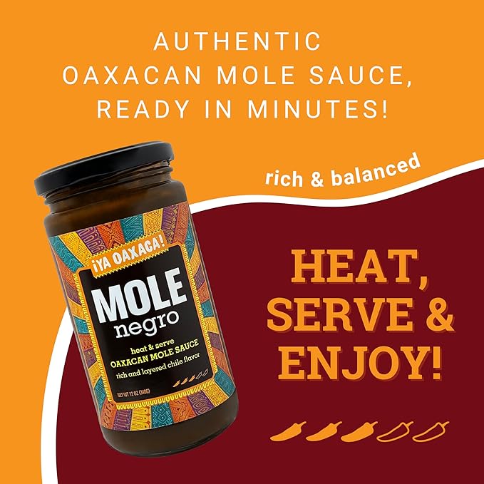 Ya Oaxaca - Mole Sauce - Negro - Medium Spice Flavor - Blend of Smoked & Dried Chiles, Spices, &