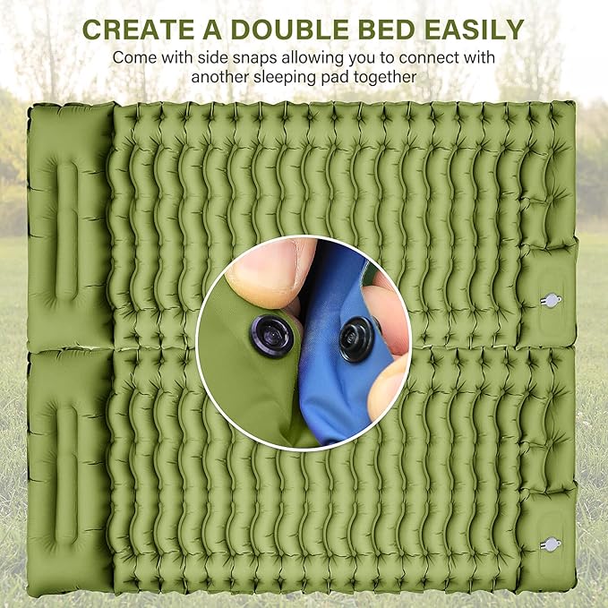 Camping Sleeping Pad, Ultralight Camping Mat with Pillow, Built-in Foot Pump Inflatable Sleeping