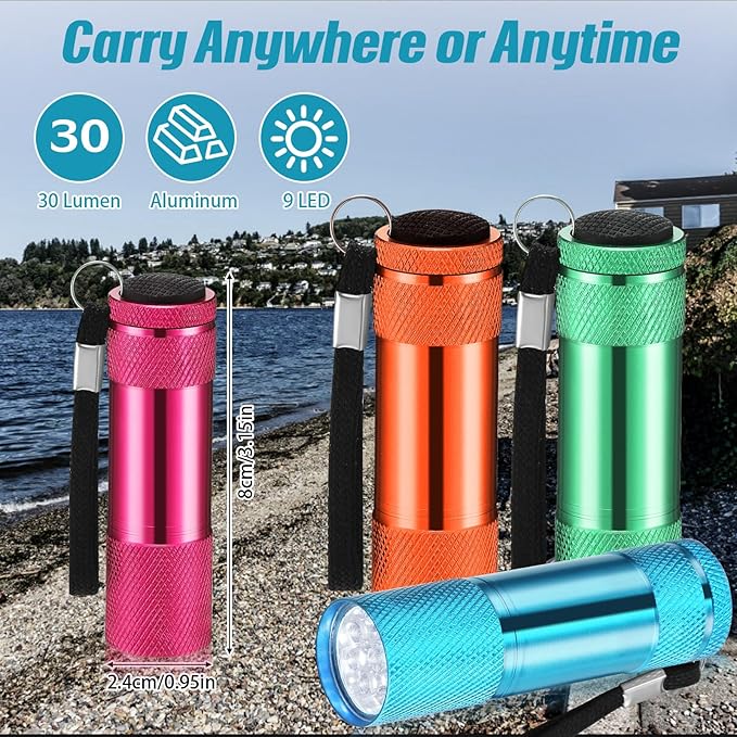 VIHOSE 20 Pcs Mini Flashlights Bulk, Bright Aluminum Handheld Flash Light with Lanyard Small LED