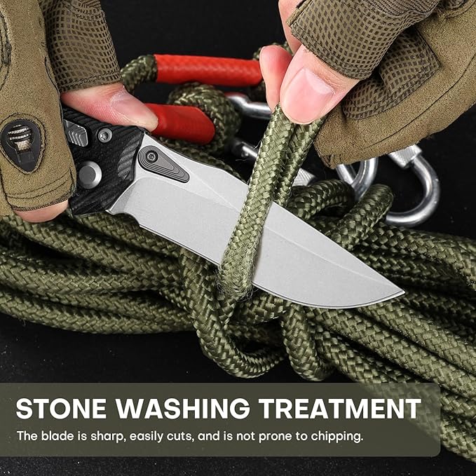 Folding Pocket Knife for Men, M390 3.7" Blade with G10 Handle and Crossbar Lock, EDC Knife for