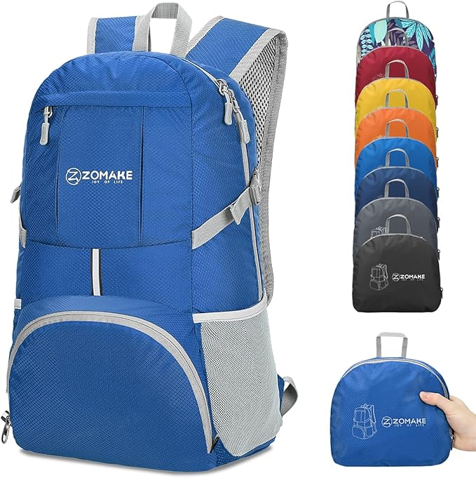 ZOMAKE Lightweight Packable Backpack 35L, Light Foldable Backpacks Water Resistant Collapsible