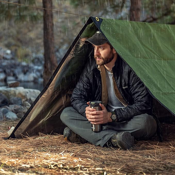 Arcturus XL Survival Tarp - Insulated Reflective Thermal Camping Tarp - 8.5' x 12' (Woodland Camo)