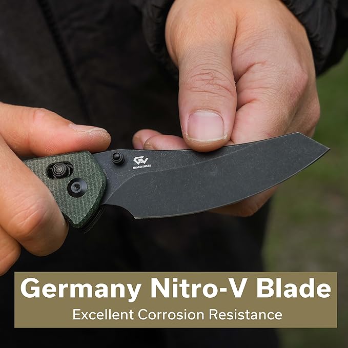 CIVIVI Sixgill Folding Pocket Knife for EDC, 3.41'' Nitro-V Blade Micarta Handle, Deep Carry