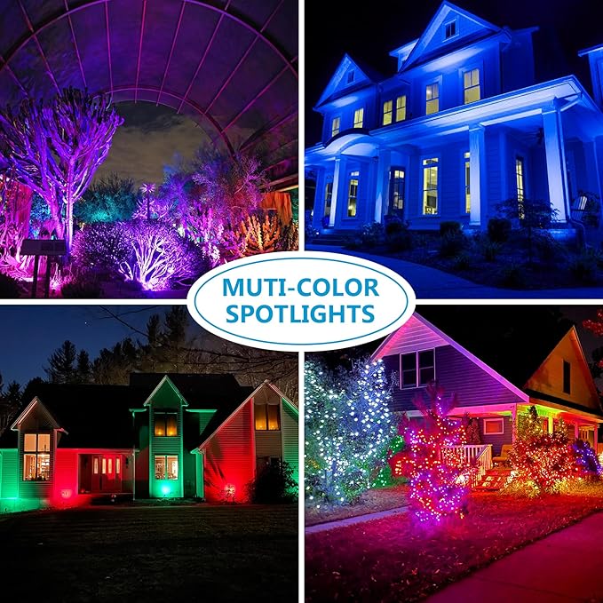 RGBW Color Changing Landscape Lighting,12V Low Voltage Landscape Lights Spotlights with Transformer