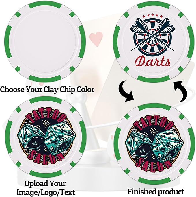 Custom Clay Poker Chips, 11.5Gram Personalized Poker Chips with Full Color Logo,Casino-Grade Monte