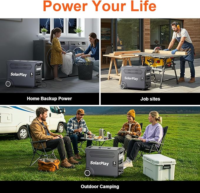 SolarPlay Q3600 3600W/3840Wh Portable Power Station, 2Hrs Fast Charging Solar Generator with