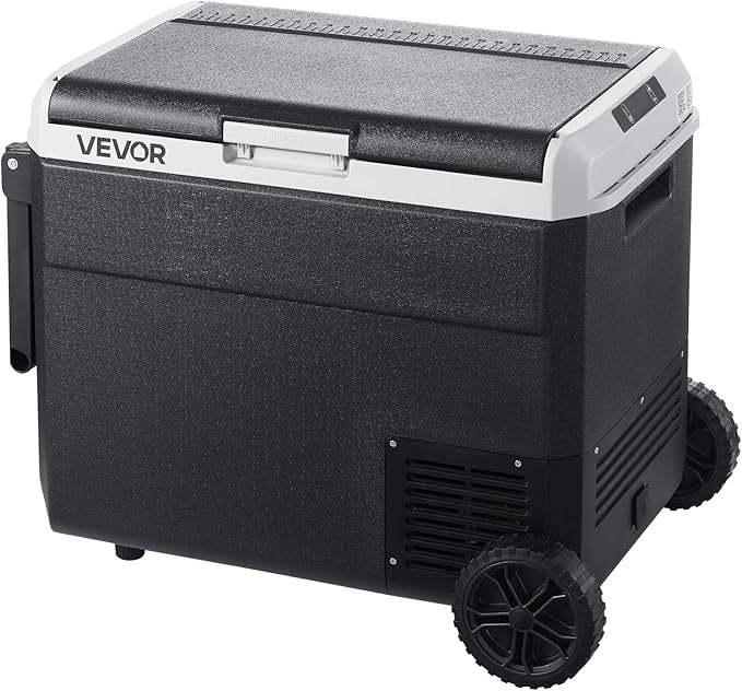 VEVOR 63.4QT/60L Car Fridge, Portable Electric Cooler with Wheels and Handle, -4℉~68℉, 12/24V DC
