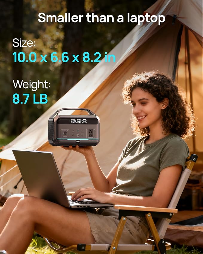 DaranEner Portable Power Station, Outdoor 288Wh(90,000mAh) LiFePO4 Battery, 600W(1200W Surge) AC