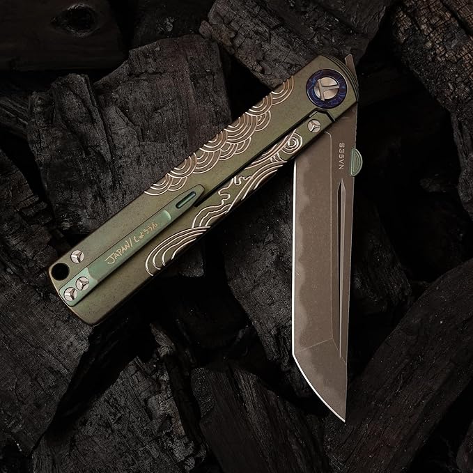 S35VN steel TC4 titanium alloy handle pocket folding knife, Japanese style can be preferred as a