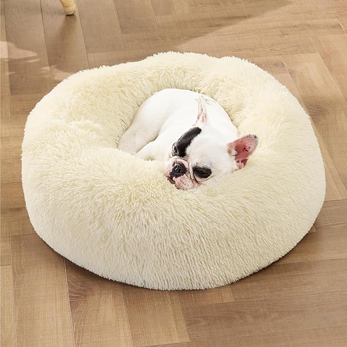 Bedsure Calming Dog Bed for Small Medium Dogs - Donut Washable Medium Pet Bed, 27 inches Anti-Slip