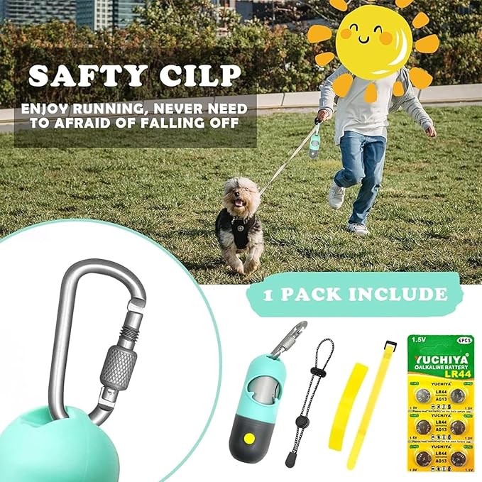 Dog Poop Bags Holder with LED Flashlight|Pet Waste Bags Dispenser for Leash|Doggie Potty Bags