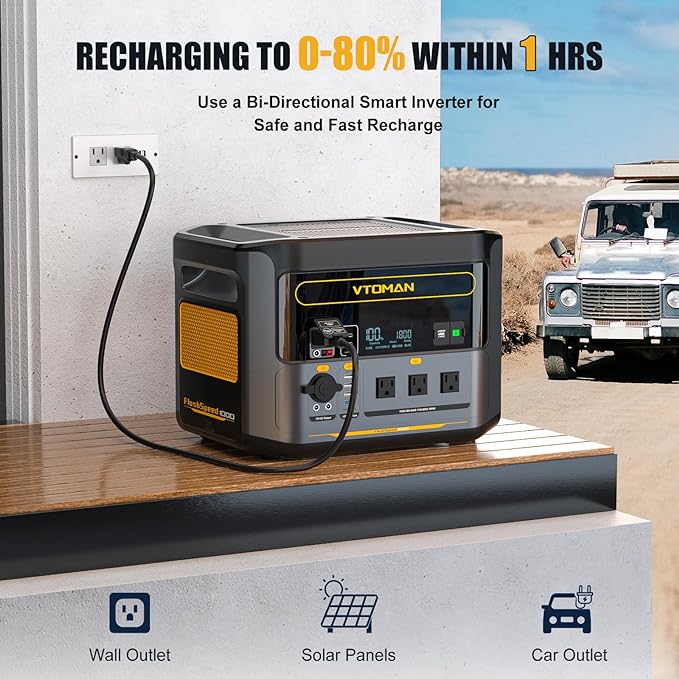 VTOMAN FlashSpeed 1000 Portable Power Station, 828Wh LiFePO4 Battery Solar Generator with