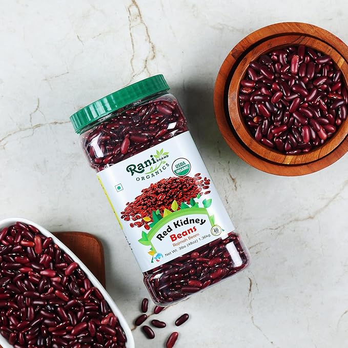 Rani Organic Red Kidney Beans (Rajmah Beans) Light 48oz (3lbs) 1.36kg Bulk PET Jar ~ All Natural |