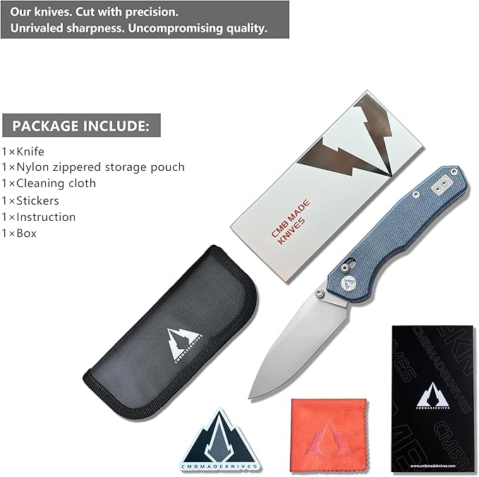 CMB Explorer Micarta Handle 14C28N Steel Blade Crossbar Lock Knife Pocket Folding Tactical Survival