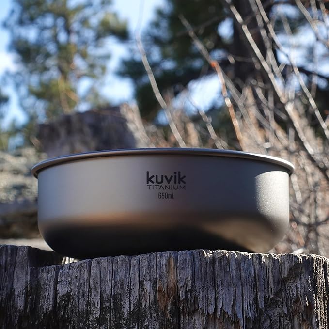 Kuvik Titanium Bowl 650ml (22 oz) - Ultralight and Compact Bowl for Backpacking, Camping, and