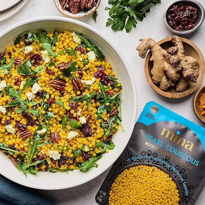 Mina Pearl Couscous, With Turmeric & Ginger, Ready to Eat, Couscous Pearls, Microwavable Meals &