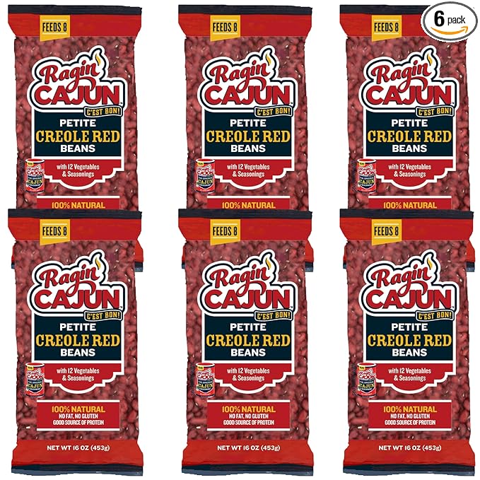 Seasoned Petite Red Beans 16 oz Ragin Cajun (Pack of 6)