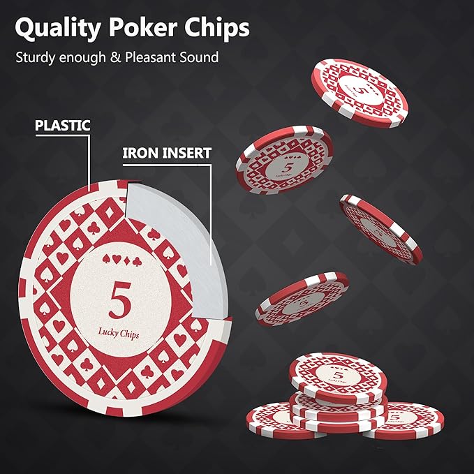 SHANTRA 500 PCS Poker Chips Poker Sets with Aluminum Case, Texas Hold?™Em Poker Set with 11.5 Gram