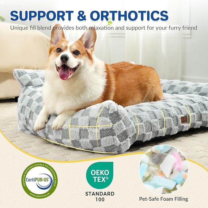 Large Dog Bed Sofa, Fluffy Pet Bed for Medium and Large Dogs, Supportive Dog Couch Sofa for Dogs