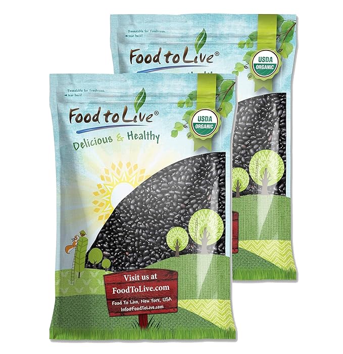 Food to Live - Organic Black Beans, 25 Pounds Non-GMO, Whole Dried Beans, Sproutable, Vegan