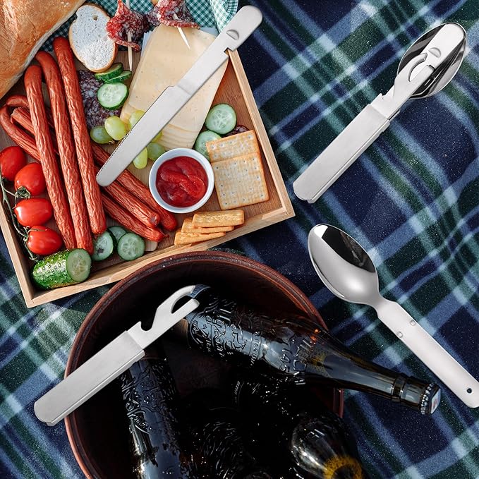 Portable Flatware Silvery Silverware Camping Stainless Steel Cutlery Set Outdoor Travel Knife Fork