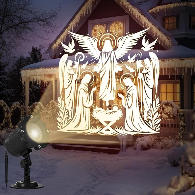 Treela Nativity Projector Lights Outdoor Indoor Dynamic Christmas Christian Decoration Outside LED