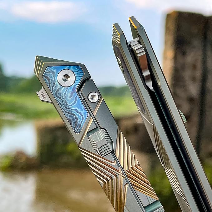 Folding Pocket Knife M390 steel folding knife with Front Flipper Opener,TC4 titanium handle with