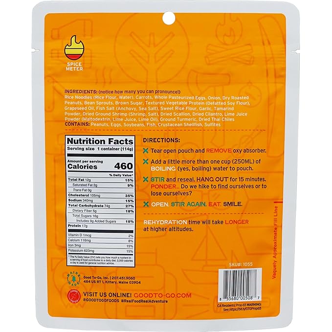 GOOD TO-GO Pad Thai (Single Serving) | Camping & Backpacking Food | Just Add Water Backpacking