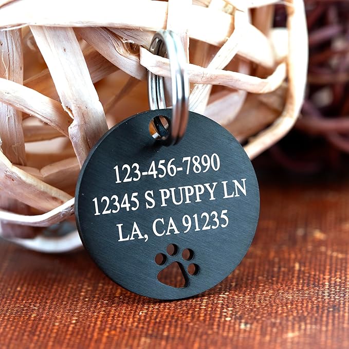 Ultra Joys Dog Tags Personalized for Pets - Hollow Paw Custom Pet ID Tag - Engraved Dog Tag for