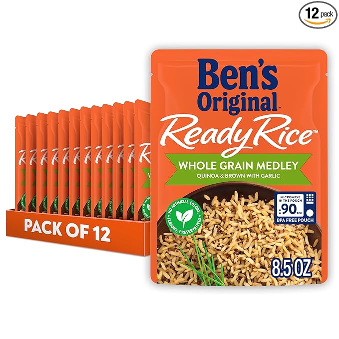 BEN'S ORIGINAL Ready Rice Whole Grain Medley Quinoa and Brown Flavored Rice, Easy Dinner Side, 8.5