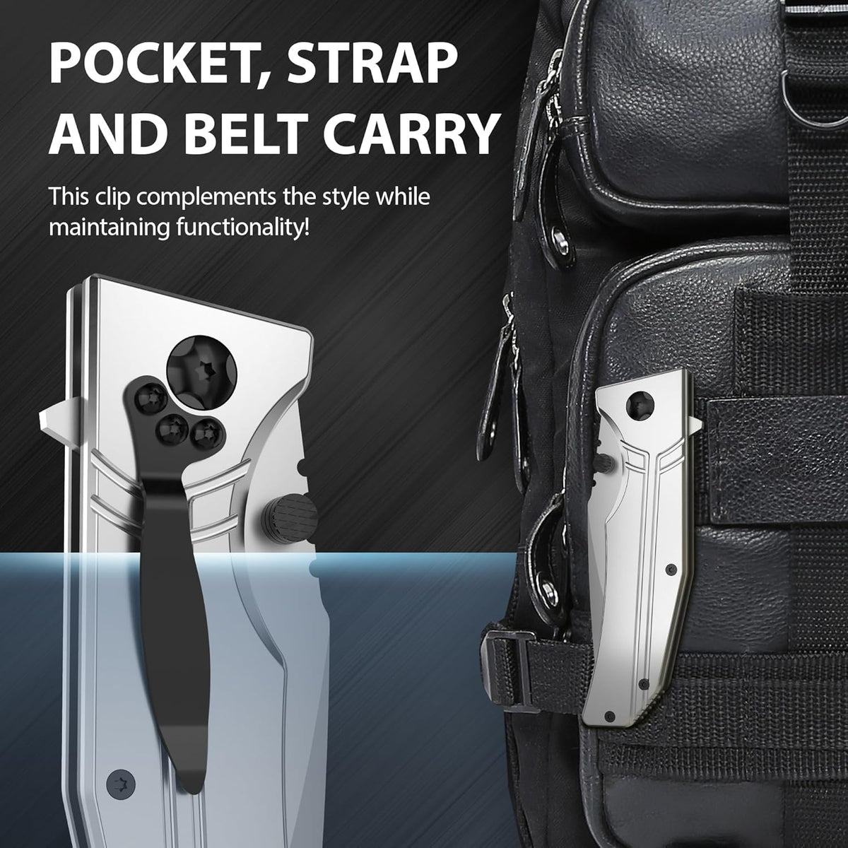 EDC Folding Pocket Knife – Aluminum Handle Utility Blade with Pocket Clip for Camping & Everyday
