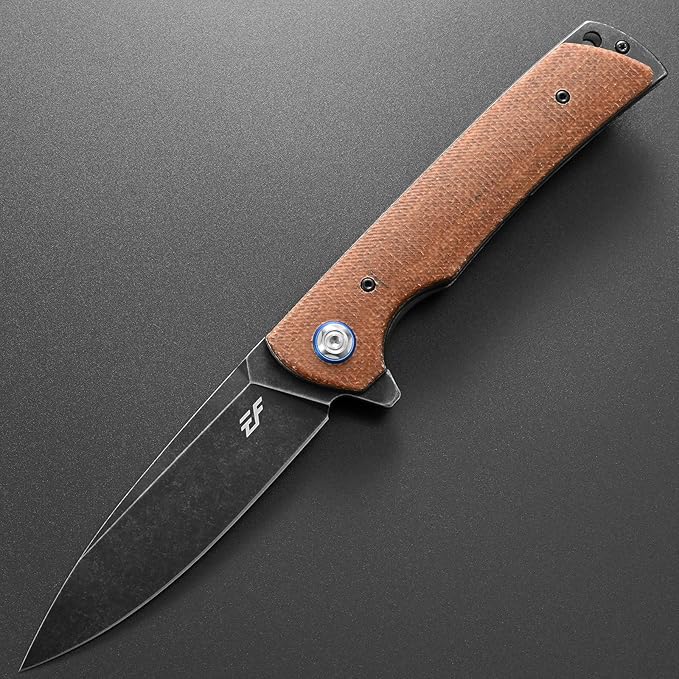 Eafengrow EF973 Folding Knife, D2 Steel Blade Micarta Handle Scale Pocket Knife Folder for Working