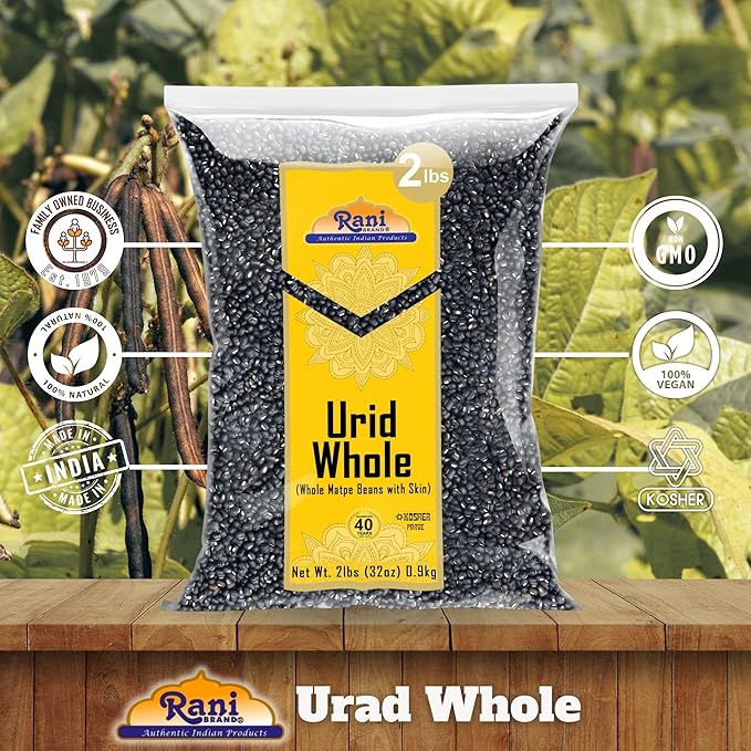Rani Urid/Urad Whole Black (Matpe Beans with Skin) Indian Lentils 32oz (2lbs) 908g ~ All Natural |