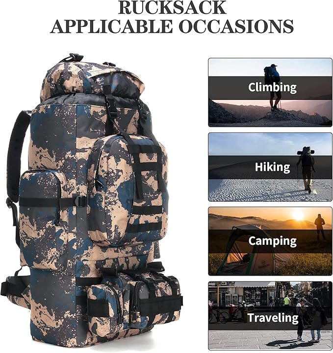 100L Camping Hiking Backpack,Molle military Tactical rucksack backpack,Waterproof Lightweight
