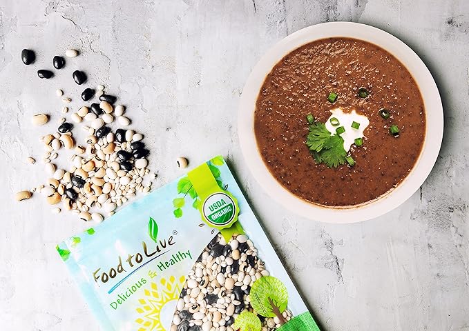Food to Live Organic Black Bean Soup Mix, 3 Pounds - Contains Non-GMO Black Beans, Black-eyed Peas