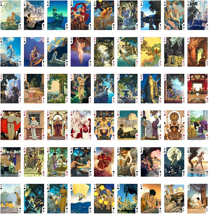 Maxfield Parrish Playing Cards (Poker Deck 54 Cards All Different) Vintage Panting Art