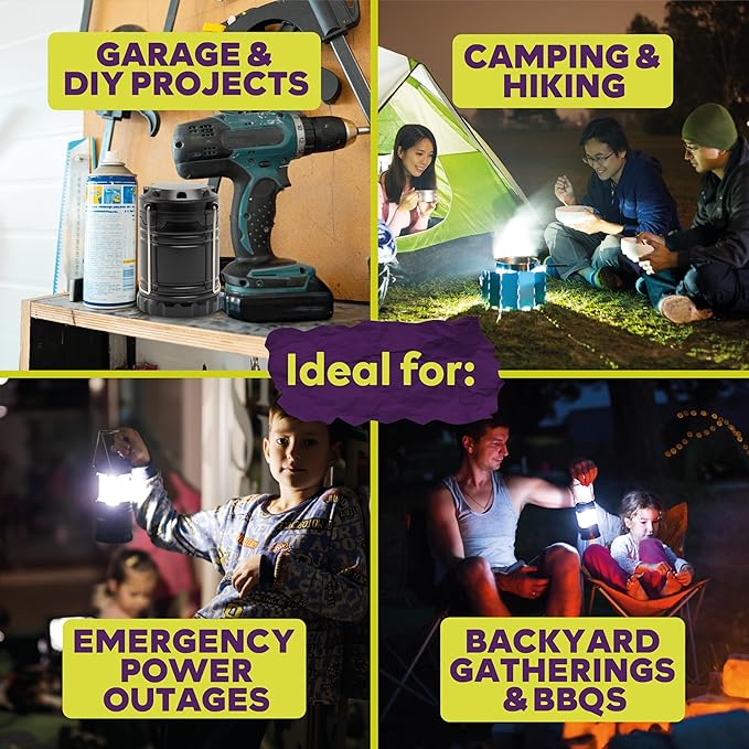 ATack LED Camping Lantern Battery Powered 4-Pack Camping Flashlight Lantern for Power Outages