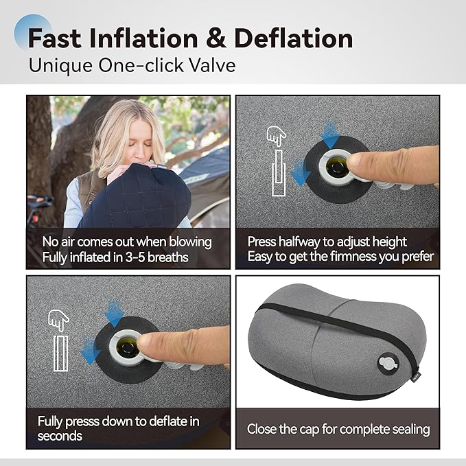 MARCHWAY Ultralight Inflatable Camping Pillow with Soft Washable Cover, Compact Compressible