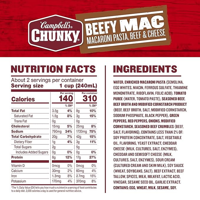 Campbell?™s Chunky Beefy Mac Soup, 18.8 oz Can