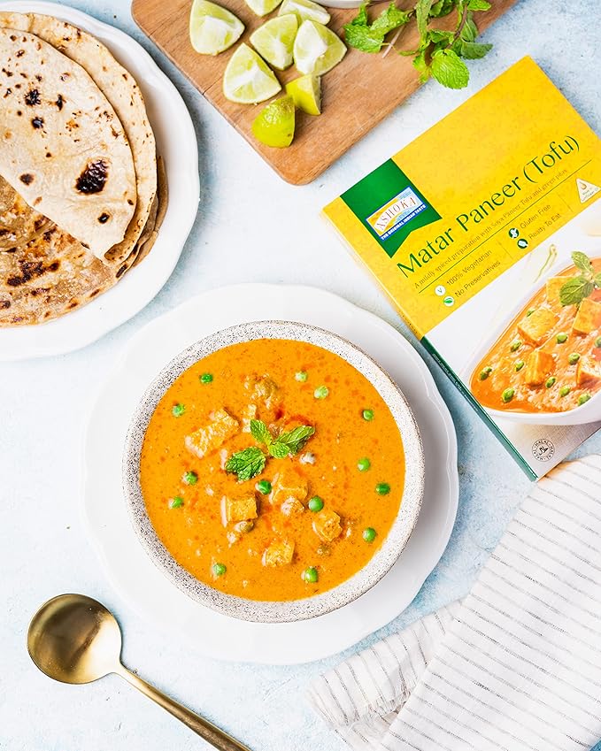 Ashoka Heat & Eat Meals 1932, Plant-Based Tofu & Green Peas Curry, Gluten-Free On the Go Meals