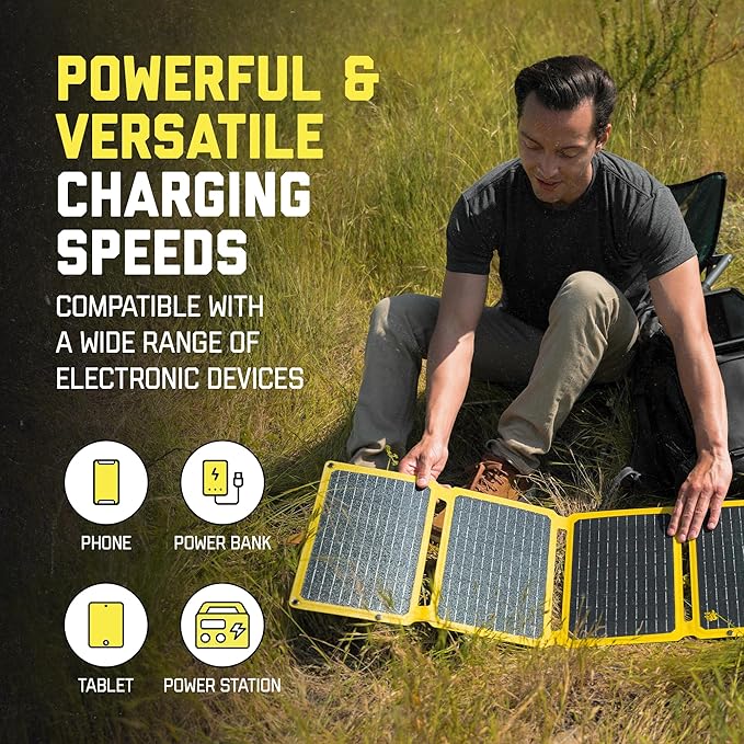 SunJack ??40 Watt Foldable Solar Panel, ETFE Waterproof Portable Solar Panel with Kickstands, USB-C