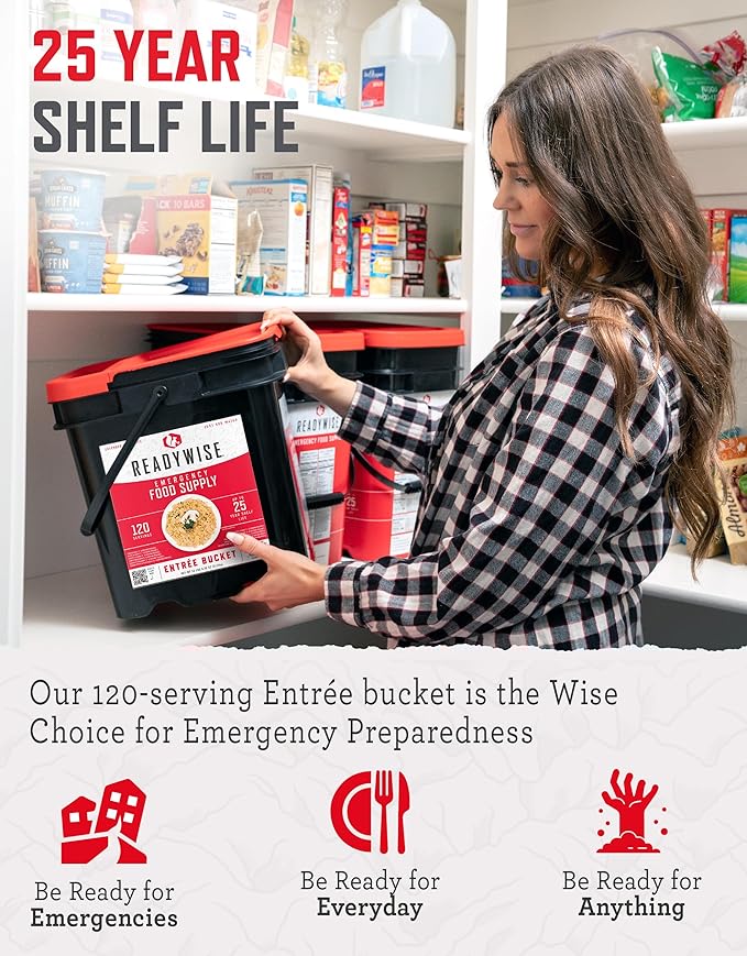 ReadyWise Emergency Food Supply - 120 Servings Favorites Sample Bucket, Survival Food Kit, Freeze