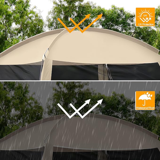 12' X 12' Screen House Room - Camping Screen Tent 8-10 Person&Instant UV Resistant Sun Shelter,Easy